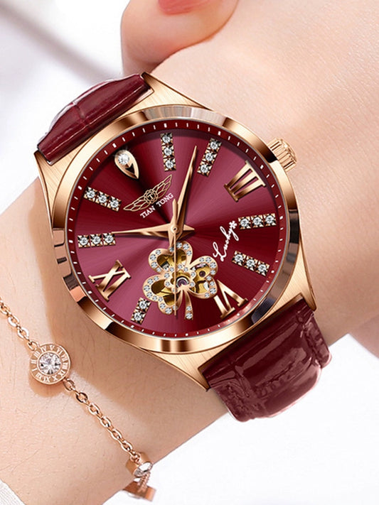 Elegant women's leather watch